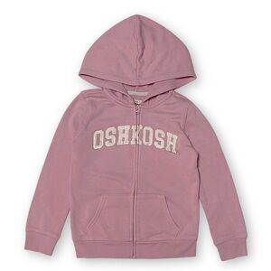 OshKosh B'gosh Girls Size 6/6X Logo Pink Fleece Full Zip Up Sweatshirt Hoodie